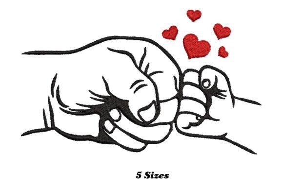 Father and Son Hands Embroidery Design
